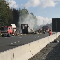 avtobus, avtocesta A9, Bavarska, prometna nesreča, požar