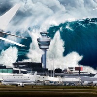 cunami, letalo, letališče, val
