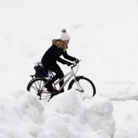 sneg, kolesarka, zima 2018