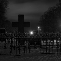 pokopališče, noč, grobovi