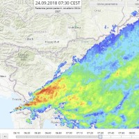radarska slika padavin, 24.9.2018