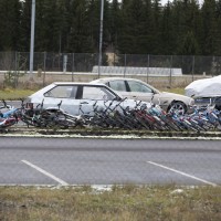 Zasežena kolesa na Rusko-Finski meji