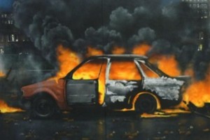 V Črmošnjicah zgorel avto