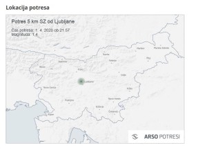 Šibek potresni sunek v bližini Ljubljane