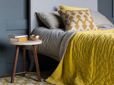 Chartreuse Yellow Velvet Throw - Lifestyle.jpg