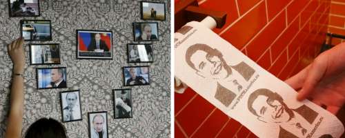 Na steni Vladimir, na toaletnem papirju pa Barack Obama...