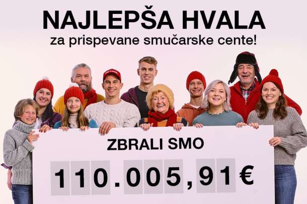 V dobrodelni akciji »Smučarski centi« zbranih 110.005,91 €