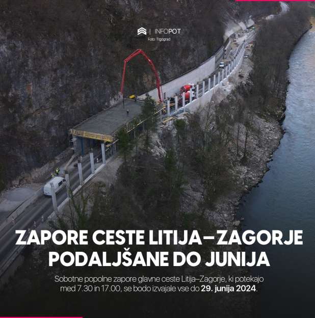 Zapora ceste Litija - Zagorje podaljšana