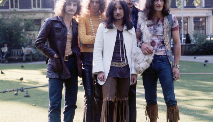 David Byron, Paul Newton, Mick Box, Keith Baker in Ken Hensley, zlata zasedba Uriah Heep v prvi polo