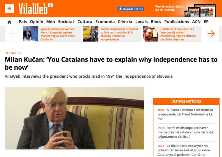 Saj ni res, pa je! Milan Kučan deli nasvete neodvisnosti željnim Kataloncem