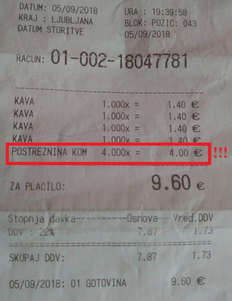 račun, lokal, bar, ljubljanski lokal