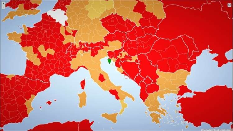 zemljevid, belgija, istra, koronavirus