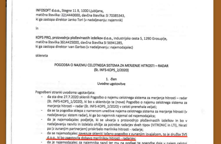 Družba Kops Pro je morala skleniti še ločeno pogodbo z Njavrotovim podjetjem SVS.