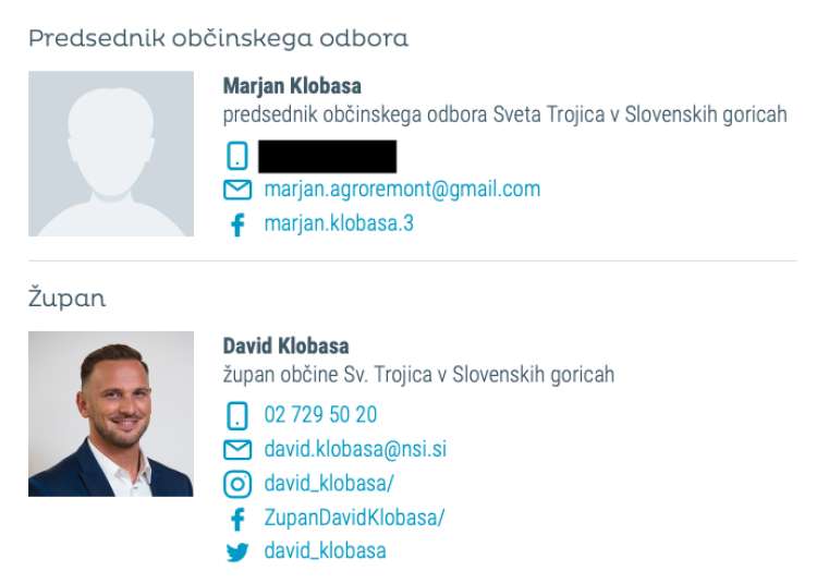 Marjan Klobasa je predsednik občinskega odbora NSi v Sveti Trojici v Slovenskih goricah, njegov sin pa župan v tej občini.