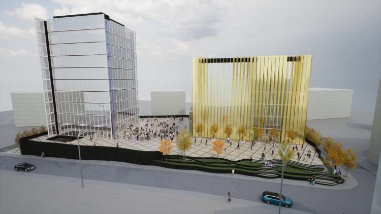 Tako bosta izgledala nova upravna stavba (levo) in kulturni center.