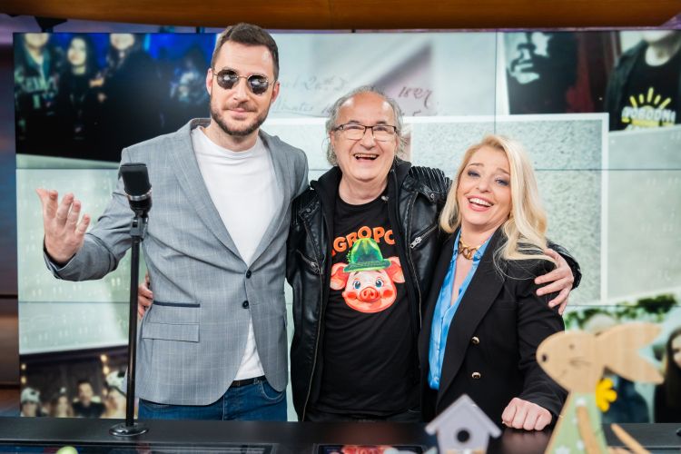 Žiga, Aleš in Ljubica v oddaji Vip petek na Veseljaku.