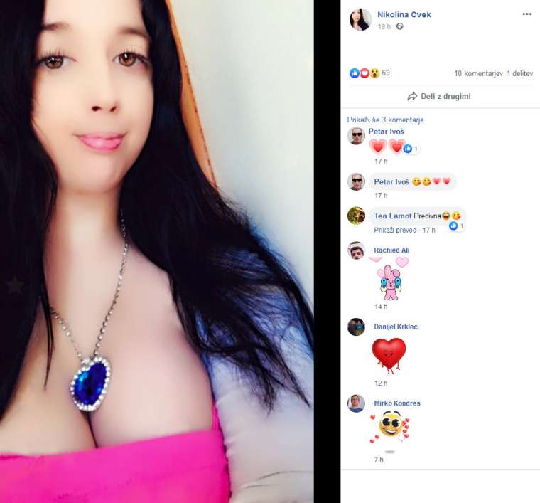 Nikolina Cvek na družbenem omrežju sicer ne objavlja pogosto, je pa zelo hitra pri brisanju komentarjev. Takoj namreč odstrani tudi prijazne besede, če ji slednje niso pogodu.