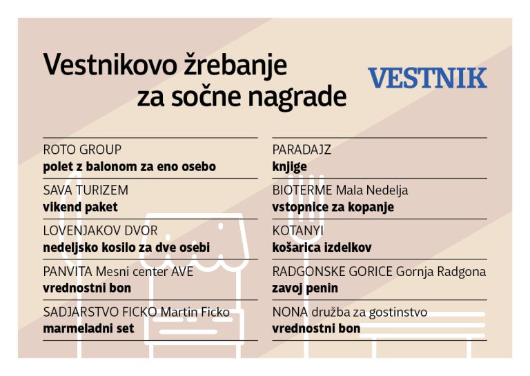 Vestnikovo žrebanje za sočne nagrade