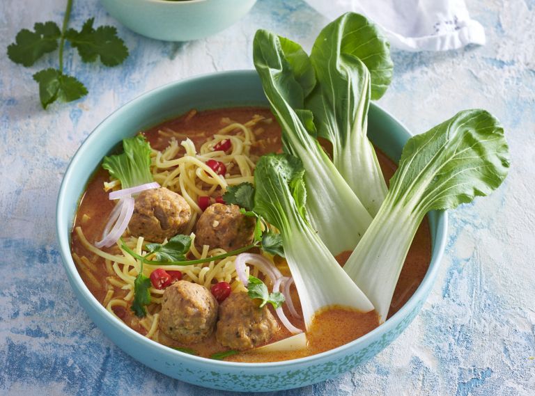 Vietnamese noodle soup with turkey meatballs .jpg