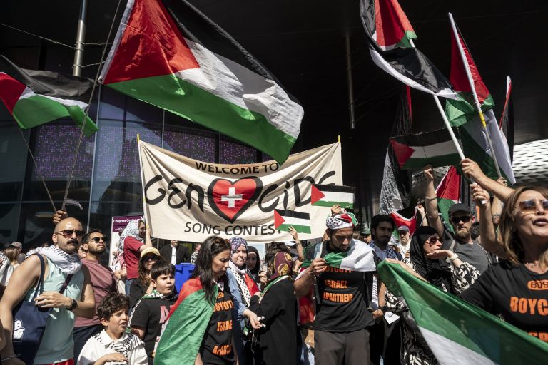 Evrovizija, palestina, protestniki