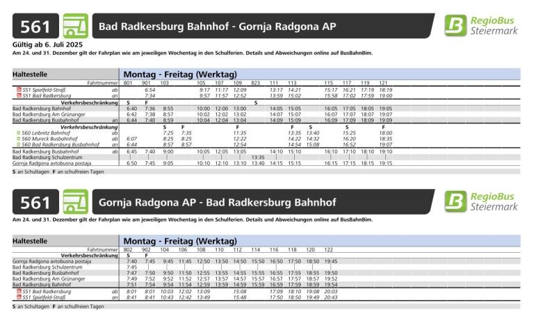 gornja radgona, bad radkersburg, avtobus