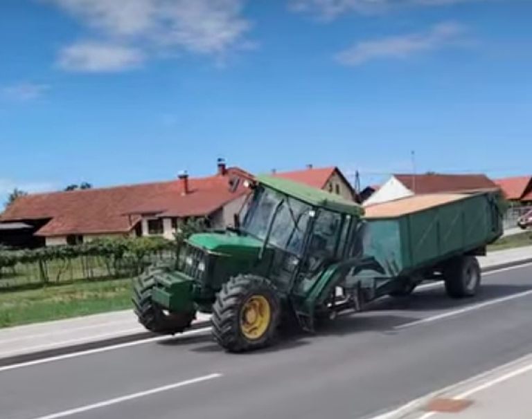 traktor, tišina, oviran promet