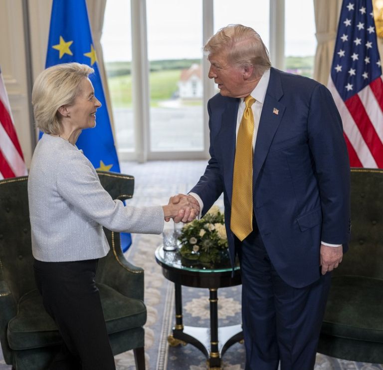 predsednica Predsednica Evropske komisije Ursula von der Leyen in predsednik ZDA Donald Trump