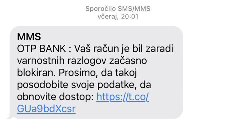 otp banka, spletna prevara