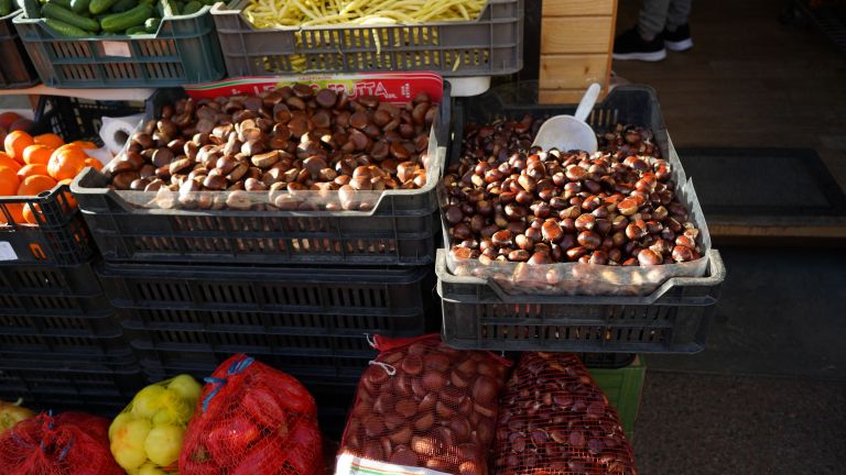 simbolična, kostanj, kostanji, tržnica, prodaja-živil, sadja, zelenjave, zelenjava