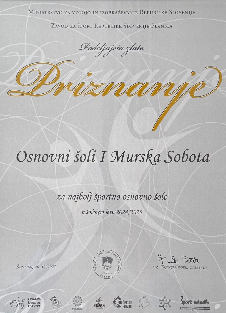 os-i-murska-sobota, najbolj-sportna-sola, podelitev-priznanj, sentjur