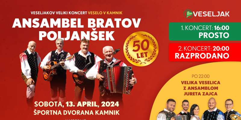 Ansambel bratov Poljanšek zaradi velikega zanimanja še dodaten koncert