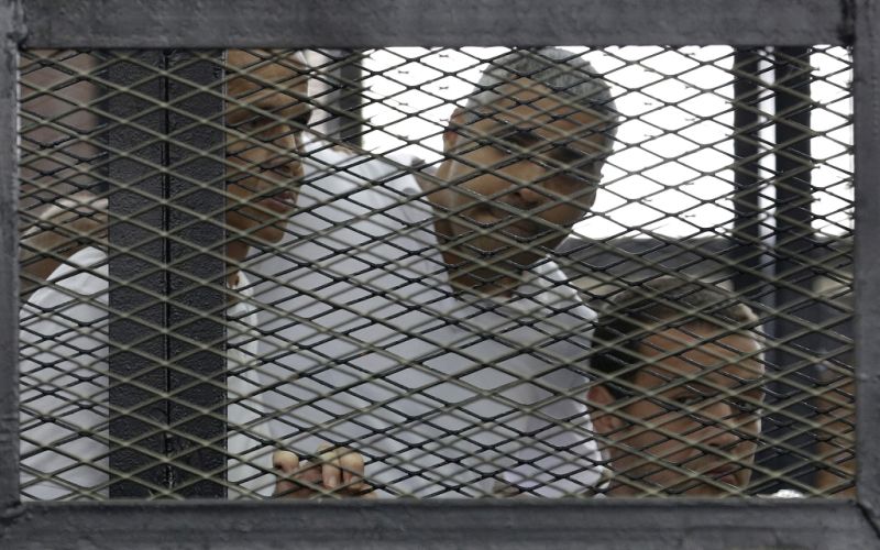 Peter Greste, Mohamed Fahmy Fahmi, Baher Mohamed, al jazeera, egipt, zapor.jpg