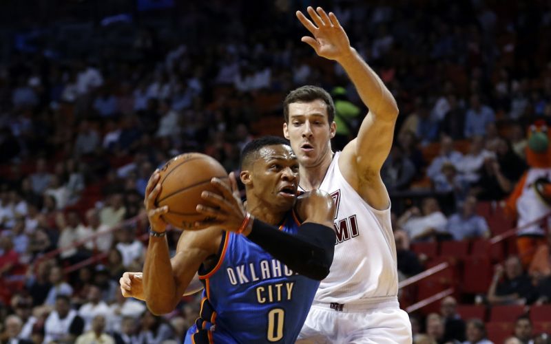 Russell Westbrook Goran Dragic Miami Heat Oklahoma City Thunder
