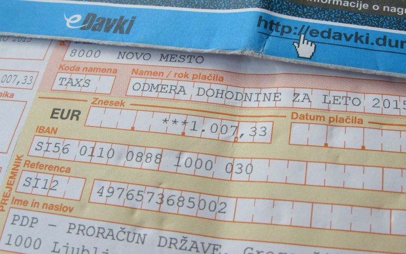 Položnica za plačilo dohodnine, dohodnina