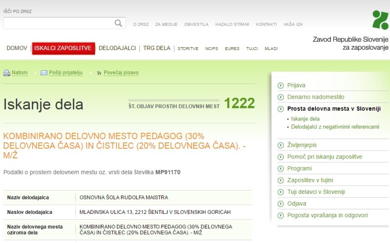 KOMBINIRAN RAZPIS ZMEDEL ISKALCE ZAPOSLITVE - 1