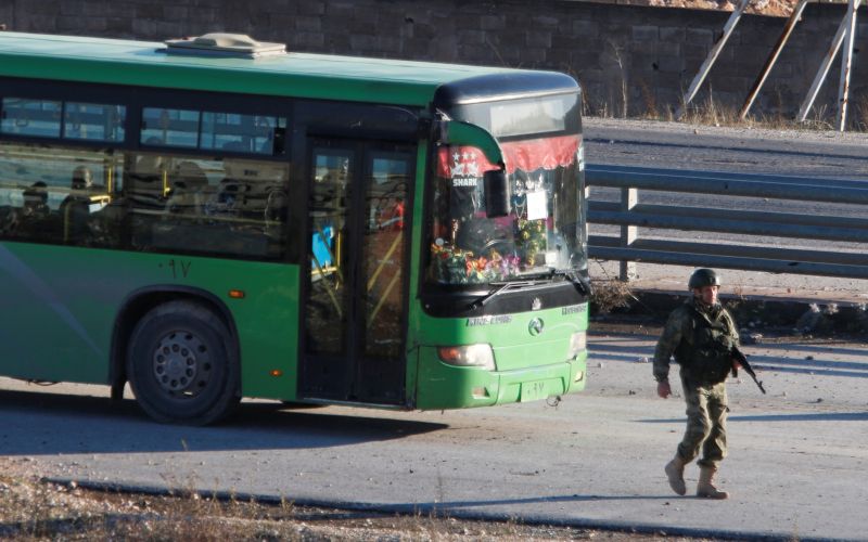 avtobus, evakuacija, Alep, Sirija