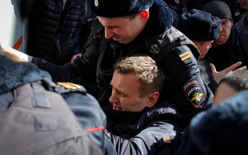 Aleksej Navavalni, aretacija, Moskva, protest, opozicijski voditelj