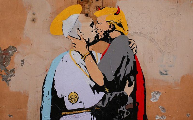 grafit, poljub, papež Frančišek, Donald trump