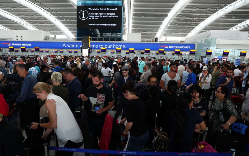 letališče Heathrow, London, potniki, gneča, British Airways