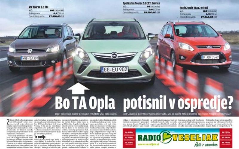 Nova zafira proti touranu in c-maxu