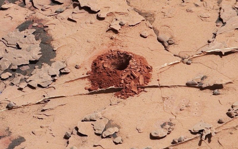 mars, rover, luknja