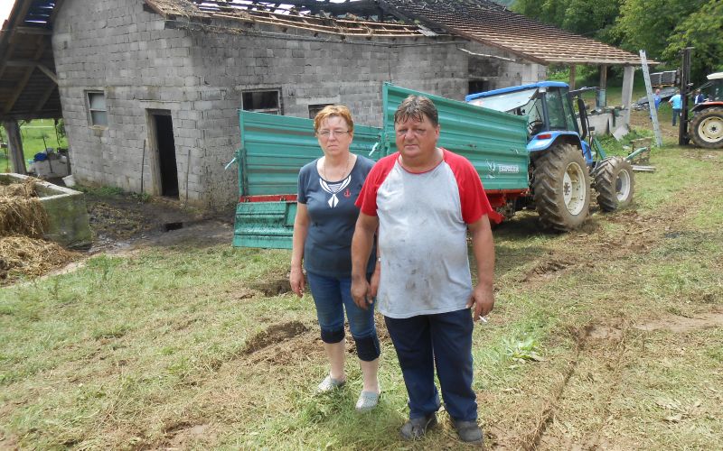Franc Glavan in Milka Kastelic, požar