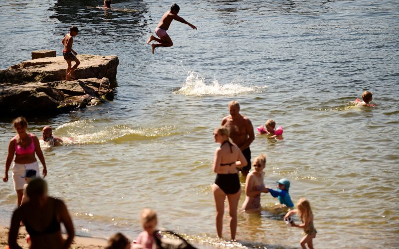 vročina, stockholm, kopalci, morje