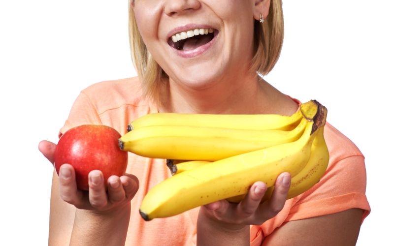 banane, jabolko, ženska obrez