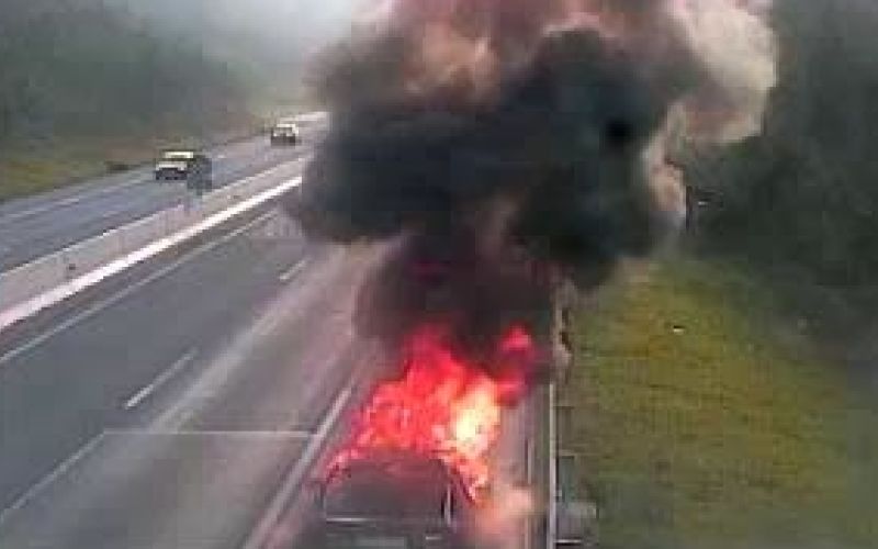 goreče vozilo, viadukt slatina