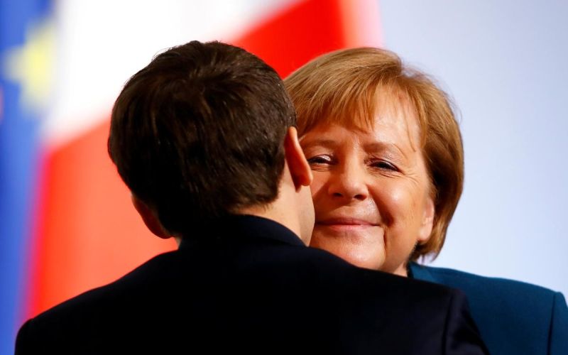 emmanuel macron, angela merkel, aachen,