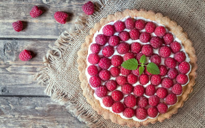 maline, kolač, pita, rulada