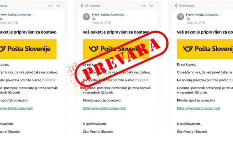 pošta slovenije, prevara