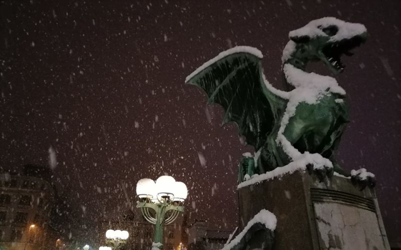 sneg, ljubljana, zmaj