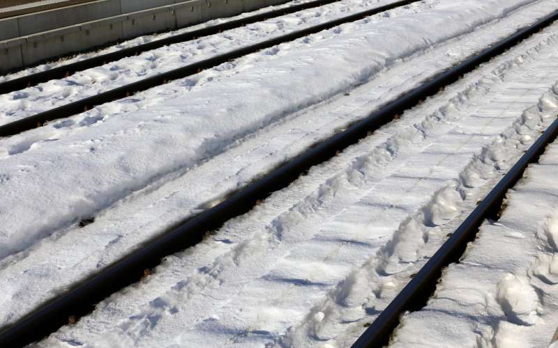 zimska, sneg, železniška proga, železniški tiri